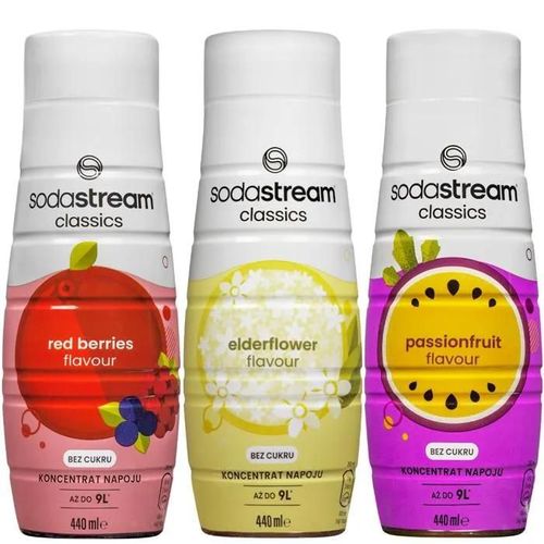3x Syrop do SodaStream Baies rouges zéro 440ml + Fleur de sureau zéro 440ml + Fruit de la passion zéro 440ml