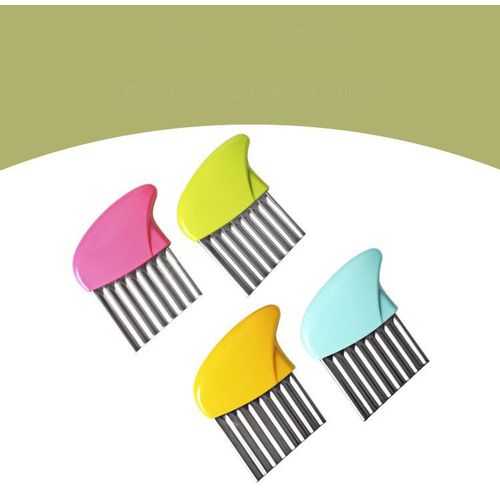 Couteau A Vagues Multifonctionnel Couteau A Pommes De Terre Coupe Frites Couteau Ondulé Coupe Fleur Couteau A Frites Trancheuse Trancheuse Coupe-Légumes Bleu