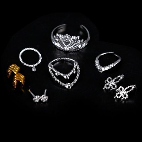 Collier Et Bracelet De Poupée, Couronne En Plastique, Argent Et Cristal, Pour Barbie, Jouets Pour Filles, 10 Pièces