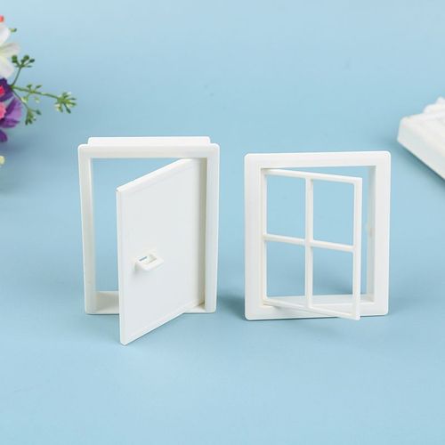 Mini Maison De Poupée, Porte, Fenêtres, En Plastique, Meubles Miniatures, Décoration Diy Pour Barbie, 1/12