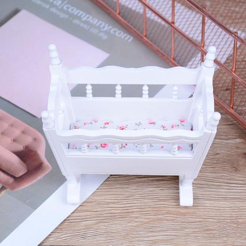 Mini Meubles En Bois Blanc, Berceau Pour Bébé, Chambre D'enfants, Maison De Poupée, Miniature 1:12