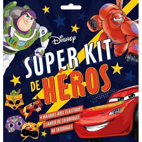 Super Kit De Héros Disney - Avec 4 Masques, 1 Livret De Coloriages, 40 Tatouages