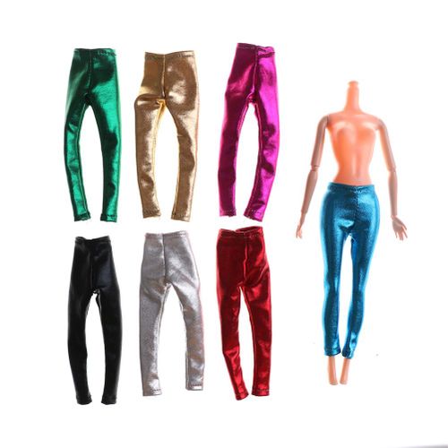 1 Pièces Couleur Bonbon En Cuir Élastique Bas Pantalon Vêtements Pantalon Pour Poupée Barbie
