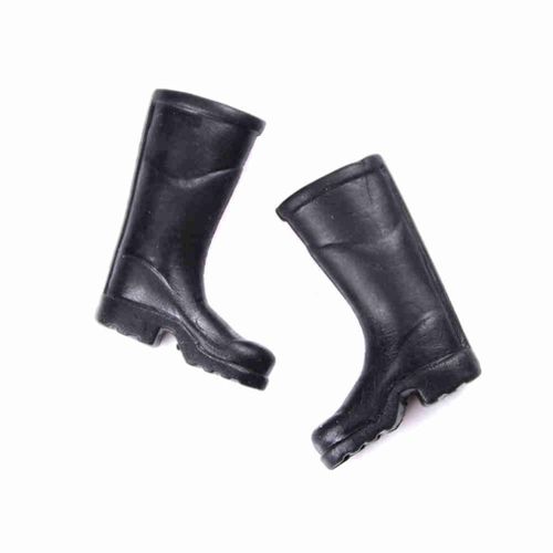 Bottes De Pluie En Caoutchouc Noir, 1 Paire, Meubles De Maison De Poupée, Chaussures Miniatures Pour Barbie, Jouets De Jardin, Cadeaux