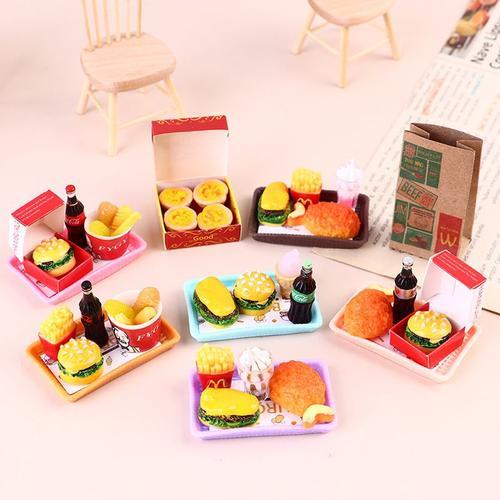 Miniatures Pour Maison De Poupées Blythe Et Barbie, Jeu Et Mini Accessoires, Hamburger, Bouteille De Coca, Glace, Verres, Restauration Rapide, Cuisine, En Modèle Réduit, 1/6