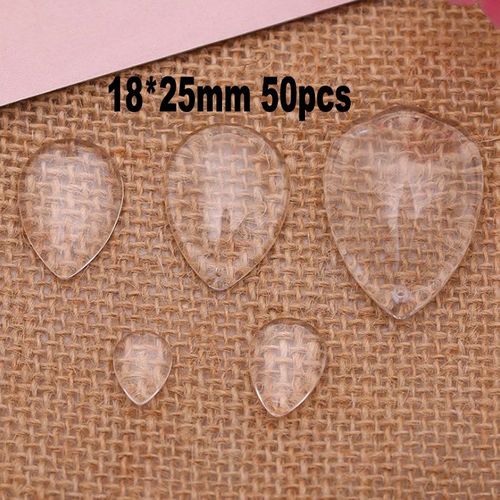 Cabochons De Gouttes De Pluie En Verre Transparent, 50 Pièces/Lot, 18x25mm, Pour La Fabrication De Pendentifs, Bijoux Magnétiques