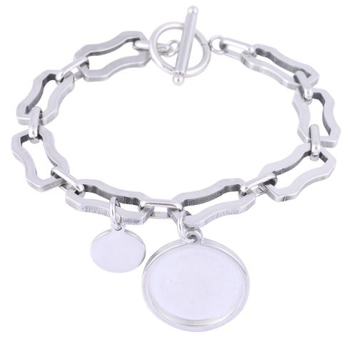 Bracelets À Maillons En Acier Inoxydable, 2 Pièces, Base Vierge Adaptée Aux Plateaux De Réglage De Perles De Charme Cabochon De 20mm, Résultats De Fabrication De Bracelets À Faire Soi-Même