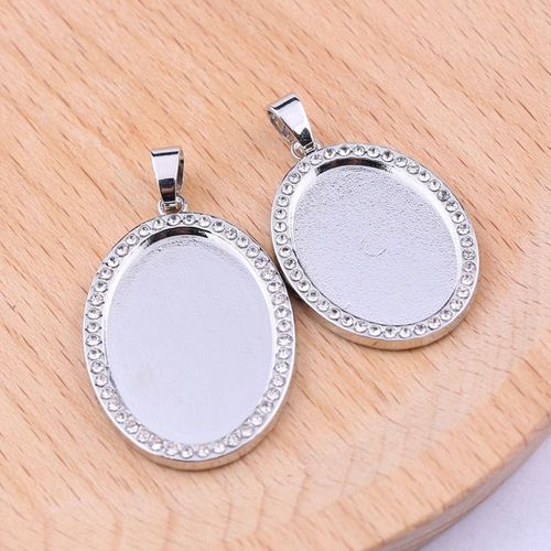 Cadre À Strass En Cristal, 5 Pièces, Cabochon, Ovale, Blanc, Pendentif, 18x25mm, 20x30mm