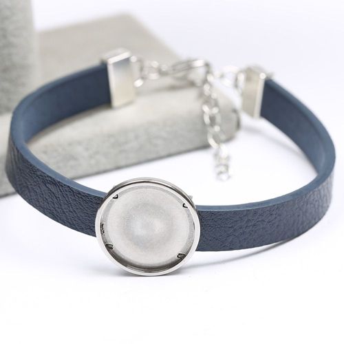 Lot De 2 Bracelets En Cuir, Cabochon Rond, Plat, 20mm, Réglage De Base, Blancs De Lunette Pour Bricolage, Accessoires De Fabrication