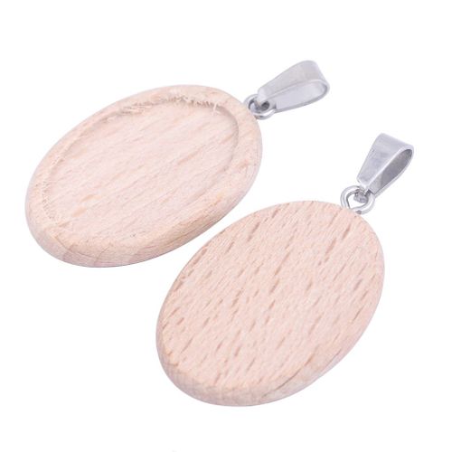 Cabochon Ovale En Bois, 10 Pièces, 18x25mm, Pendentif En Bois, Réglage De La Base, Plateaux, Bricolage, Collier À Breloques, Lunette Vierge Pour La Fabrication De Bijoux