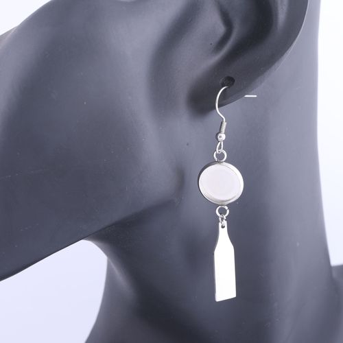 Base De Boucles D'oreilles Cabochon 12mm, 10 Pièces, Blanc Avec Pendentif, Breloque En Forme De Bouteille, Paramètres De Lunette En Acier Inoxydable Pour La Fabrication De Bijoux