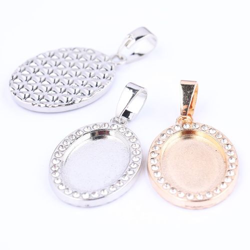 Cabochon À Strass En Cristal, 5 Pièces, 13x18mm, Cadre Ovale, Plateau De Pendentif, Blanc, Bricolage, Accessoires De Fabrication De Collier À Breloques