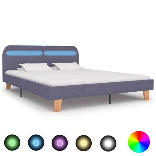 Vidaxl Cadre De Lit Avec Led Gris Clair Tissu 160 X 200 Cm