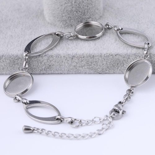 Cabochon En Acier Inoxydable, 5 Pièces, Réglages De Base, 12mm, Lunette Camée, Plateaux Vierges Pour Bracelets, Fabrication De Bracelets