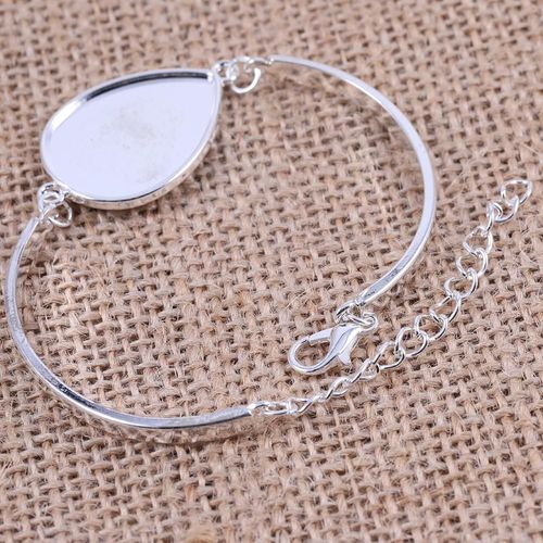 Cabochon En Forme De Goutte D'eau Plaqué Argent 18x25mm, 5 Pièces, Bracelet, Réglage De Base Vierge, Accessoires De Bricolage Pour Fournitures De Fabrication De Bijoux
