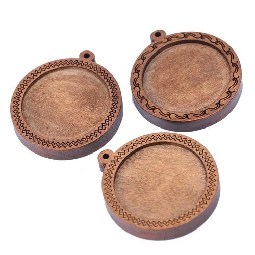 Lot De 5 Plateaux À Pendentif Vierge, 25mm, Cabochon En Bois, Réglages De Base, Diy, Pour La Fabrication De Porte-Clés De Collier