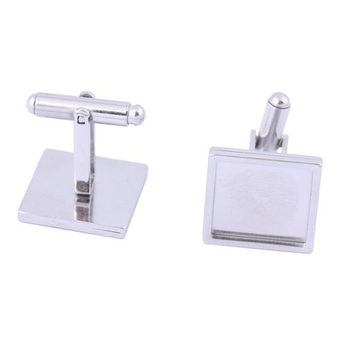 Plateaux De Lunette En Acier Inoxydable, Pour La Fabrication De Boutons De Manchette, Cabochon Carré, 15mm, 5 Pièces