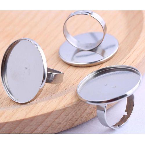 Anneau Rond En Acier Inoxydable, 20mm 25mm, Cabochon, Paramètres De Base, Blanc De Lunette Réglable Pour La Fabrication De Bagues, 10 Pièces