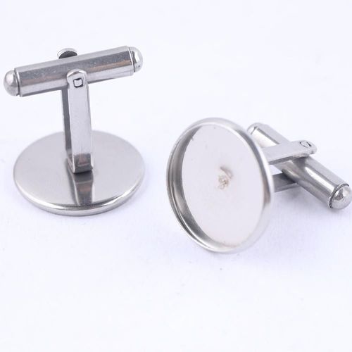 Lot De 5 Boutons De Manchette Cabochon, En Acier Inoxydable, 16mm, 18mm, 20mm, Pour La Fabrication De Bijoux