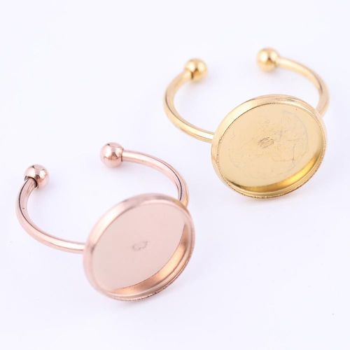 Raccord En Acier Inoxydable Plaqué Or Rose 12mm, 5 Pièces, Base Vierge Camée, Paramètres De Lunette Pour La Fabrication De Bagues