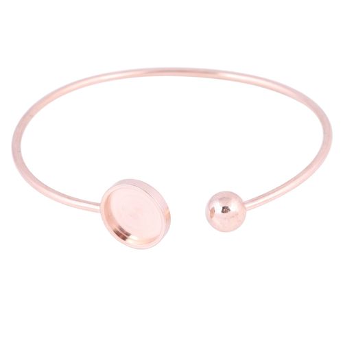 Bracelet Cabochon Plaqué Or Rose, En Acier Inoxydable, 12mm, 5 Pièces