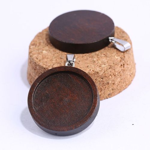 Cabochon En Bois Marron De 25mm, 10 Pièces, Plateaux À Pendentifs En Bois, Accessoires Pour La Fabrication De Colliers