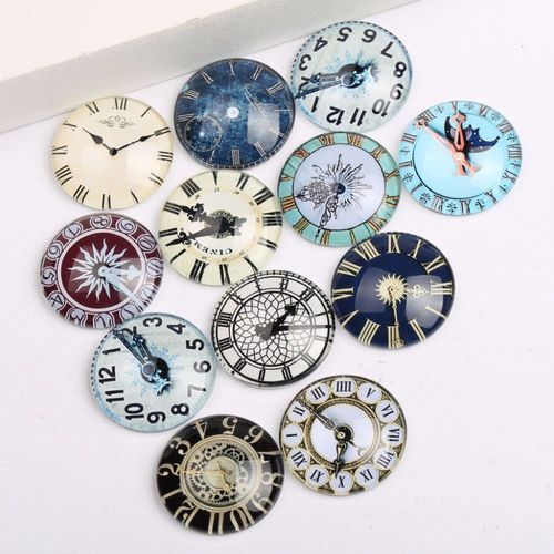 Cabochon De Photo En Verre, Horloge Vintage, 12mm 20mm 25mm, Dôme Rond, Résultats De Bijoux Cameo Pour Pendentif Et Boucles D'oreilles