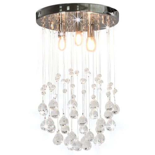 Vidaxl Plafonnier Avec Perles De Cristal Argenté Sphère 3 Ampoules G9