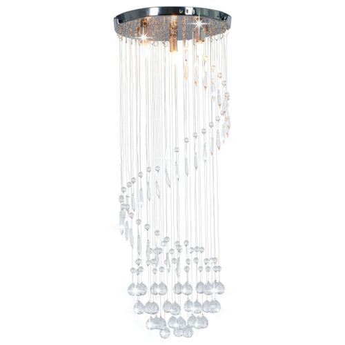 Vidaxl Plafonnier Avec Perles De Cristal Argenté Spirale G9