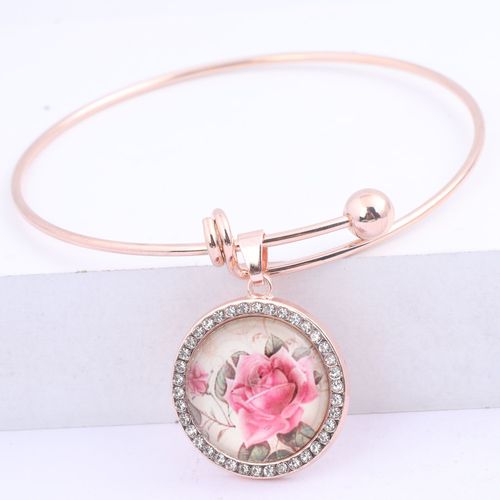 Bracelets En Acier Inoxydable, 2 Pièces, Lunette Vierge Réglable Pour Cabochon Strass 20mm, Réglage De Base, Bricolage, Or Rose