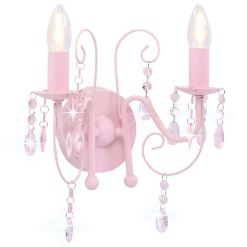 Vidaxl Applique Murale À Perles Rose 2 Ampoules E14