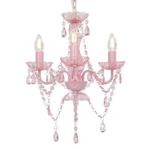 Vidaxl Lustre Avec Perles Rose Rond 3 X E14
