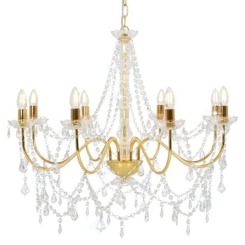 Vidaxl Lustre Avec Perles Doré 8 Ampoules E14