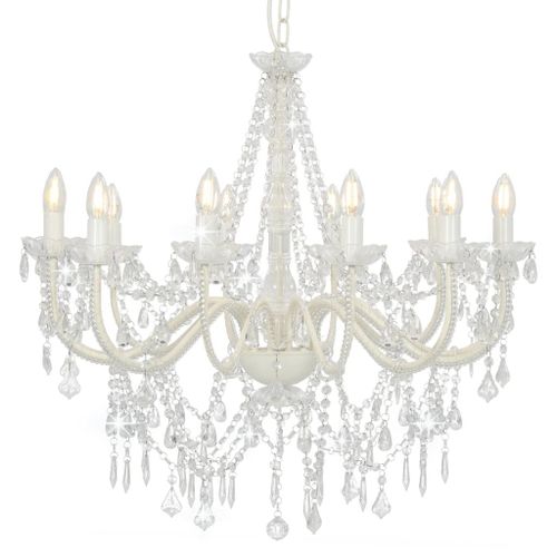 Vidaxl Lustre Avec Perles Blanc 12 Ampoules E14