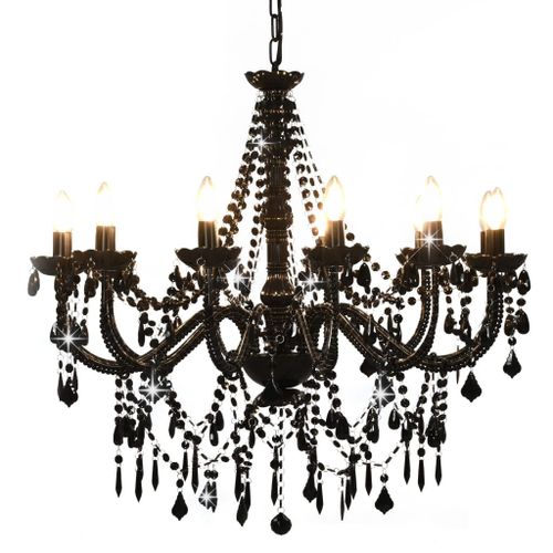 Vidaxl Lustre Avec Perles Noir 12 Ampoules E14