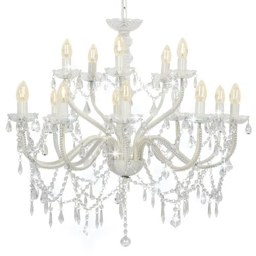 Vidaxl Lustre 2 Couches Blanc 15 Ampoules E14