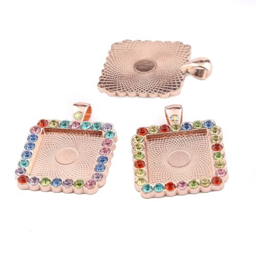Cabochon En Strass Cristal, 3 Pièces, 20mm De Diamètre, Pendentif Carré, Plateaux De Base, Bricolage, Bijoux Or Rose Blanc