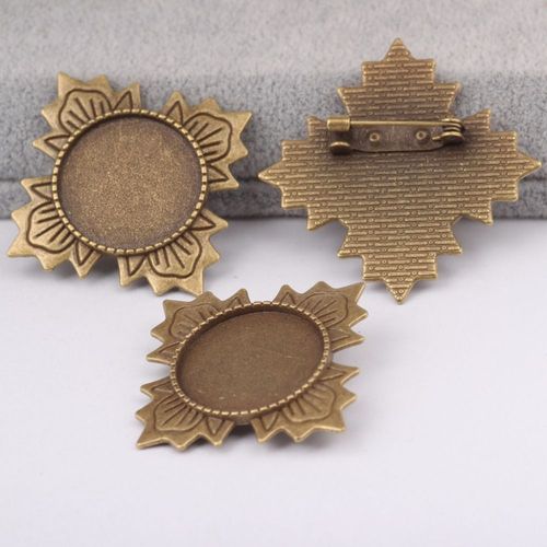 Base De Broche En Métal Blanc Bronze Antique, Cabochon De 20mm De Diamètre, Plateau De Lunette De Broche À Faire Soi-Même, 5 Pièces