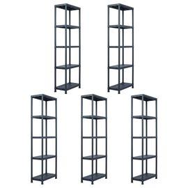 Vidaxl Étagères De Rangement 5 Pcs Noir 125 Kg 60x30x180 Cm Plastique