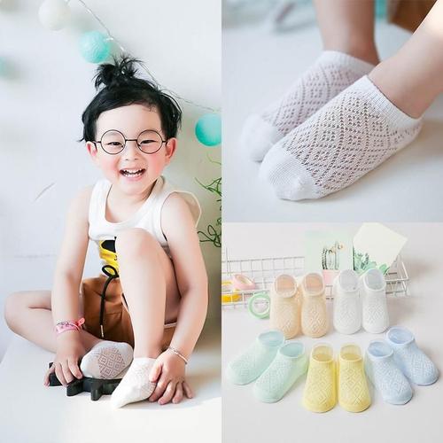 5 Paires De Chaussettes De Bateau Respirantes Pour Enfants, En Soie Ultra-Fine, Maille En Coton