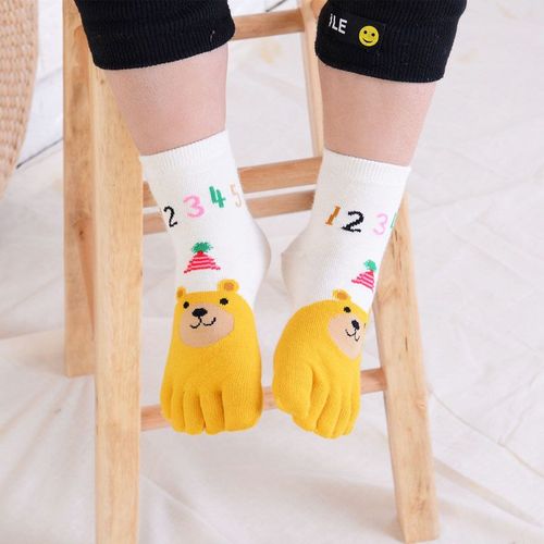 Chaussettes À Cinq Doigts En Coton Pour Enfants, 3-12t, Imprimés D'animaux, Dessin Animé Pour Garçons Et Filles, Anti-Friction, Respirantes, Bon Marché, Automne