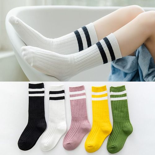 Chaussettes À Rayures En Coton Pour Enfants, Chaussettes Montantes Et Chaudes À Longues Jambes Pour Garçons Et Filles