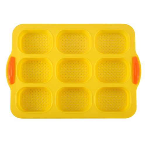 Silicone 9 Grille Ovale Baguette Moule A Gâteau Français Diy Petit Pain Moule Moule Antiadhésif Cuisson Outil, Jaune Paille