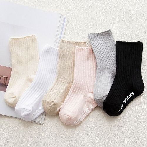 Chaussettes Antidérapantes En Coton Pour Bébés, Couleur Unie, Blanc, Noir, Pour Filles, Nouveau-Né, Garçon, Accessoires Pour Vêtements D'enfants