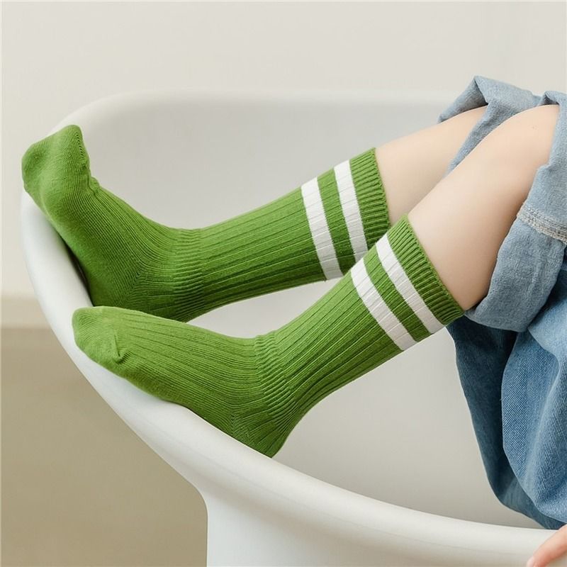 Chaussettes En Coton Pour Enfants, Bas D'école De Sport, Chaud, Doux, À Rayures, Aux Genoux, Longues, Tube De Football, Vêtements