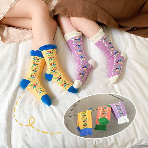 Chaussettes Pour Filles De 1 À 8 Ans, Nouvelle Mode, En Coton, Motif Floral, Décontractées, Longues, Nouvelle Collection Printemps Automne