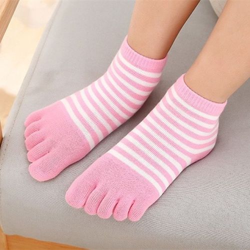 Chaussettes De Sport Respirantes À Cinq Orteils Pour Enfants, Chaussettes Multicolores À Rayures, Vêtements En Coton Pour Garçons Et Filles De 4 À 12 Ans