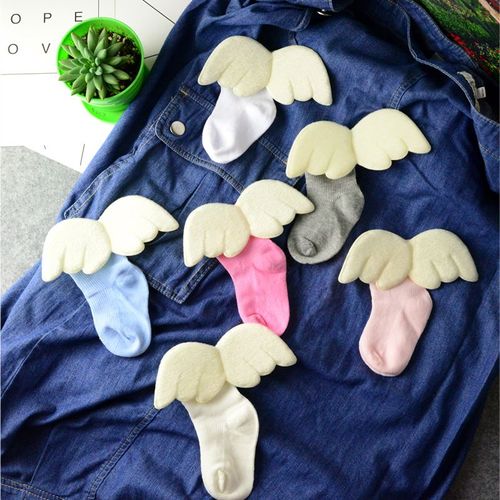 Chaussettes De Sol En Coton Pour Enfants, Couleur Bonbon Unie, Pour Nouveau-Né, Garçon Et Fille, Motif D'ange, Collection Printemps-Automne