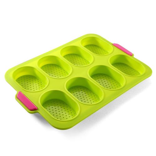 Moule A Gâteau Ovale En Silicone 8 Grilles Avec Pain Français Cuisson Gâteau En Silicone Antiadhésif Ménager, Vert
