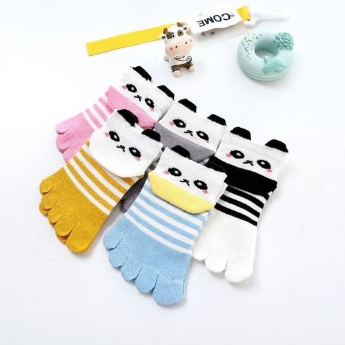 Chaussettes D'été En Maille De Coton De Style Coréen Japonais, Chaussettes Mignonnes À Cinq Doigts De Dessin Animé Pour Enfants Garçons Filles, Chaussettes Respirantes À Cinq Orteils